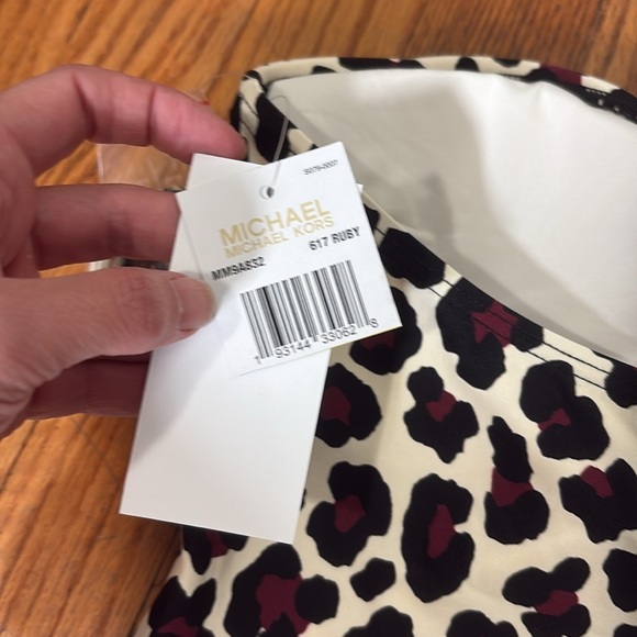 Michael Kors Ruby Leopard Printed Ring Bandini Tanikini Swimsuit Top size M NWT - Picture 6 of 8